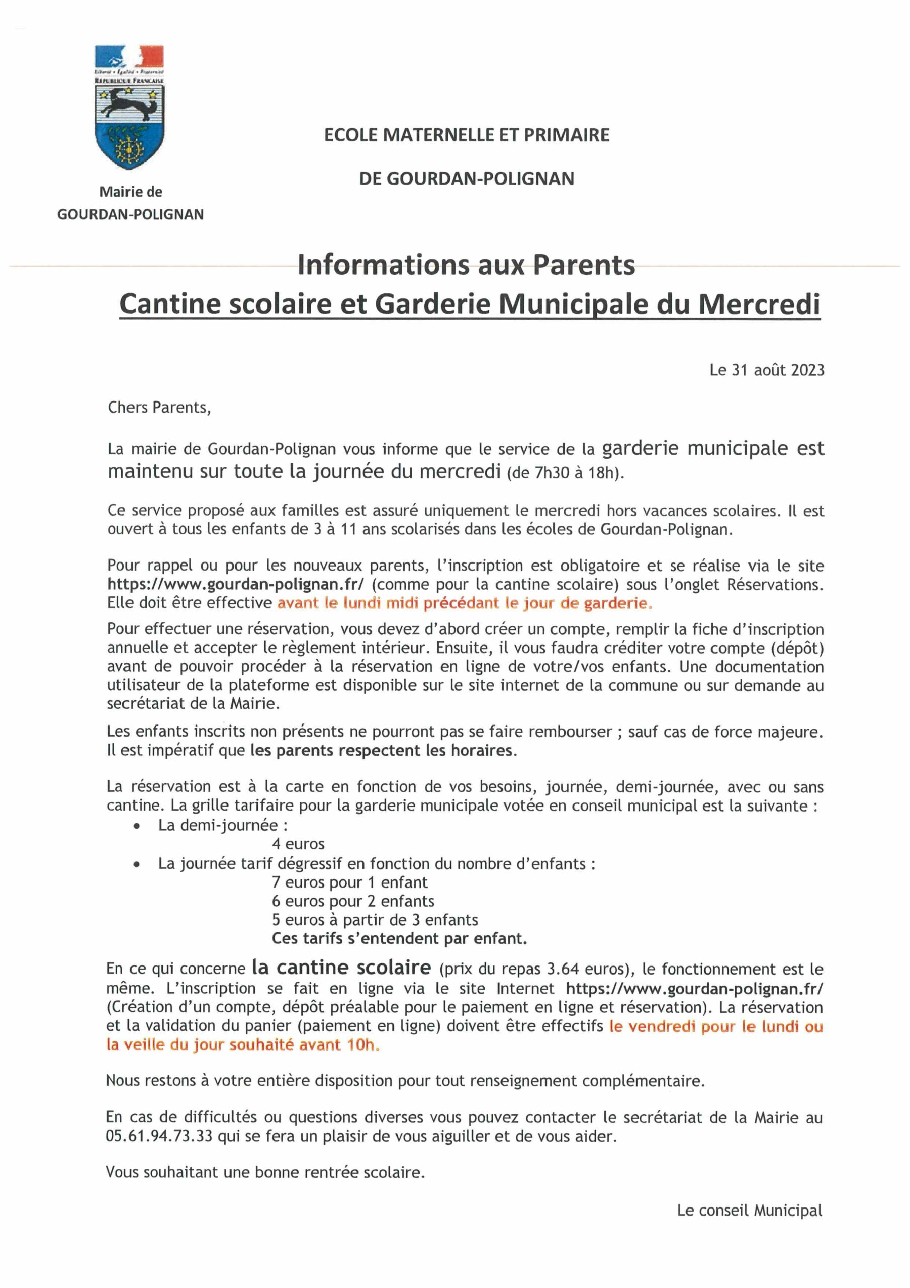 C’est la rentrée… Informations aux parents