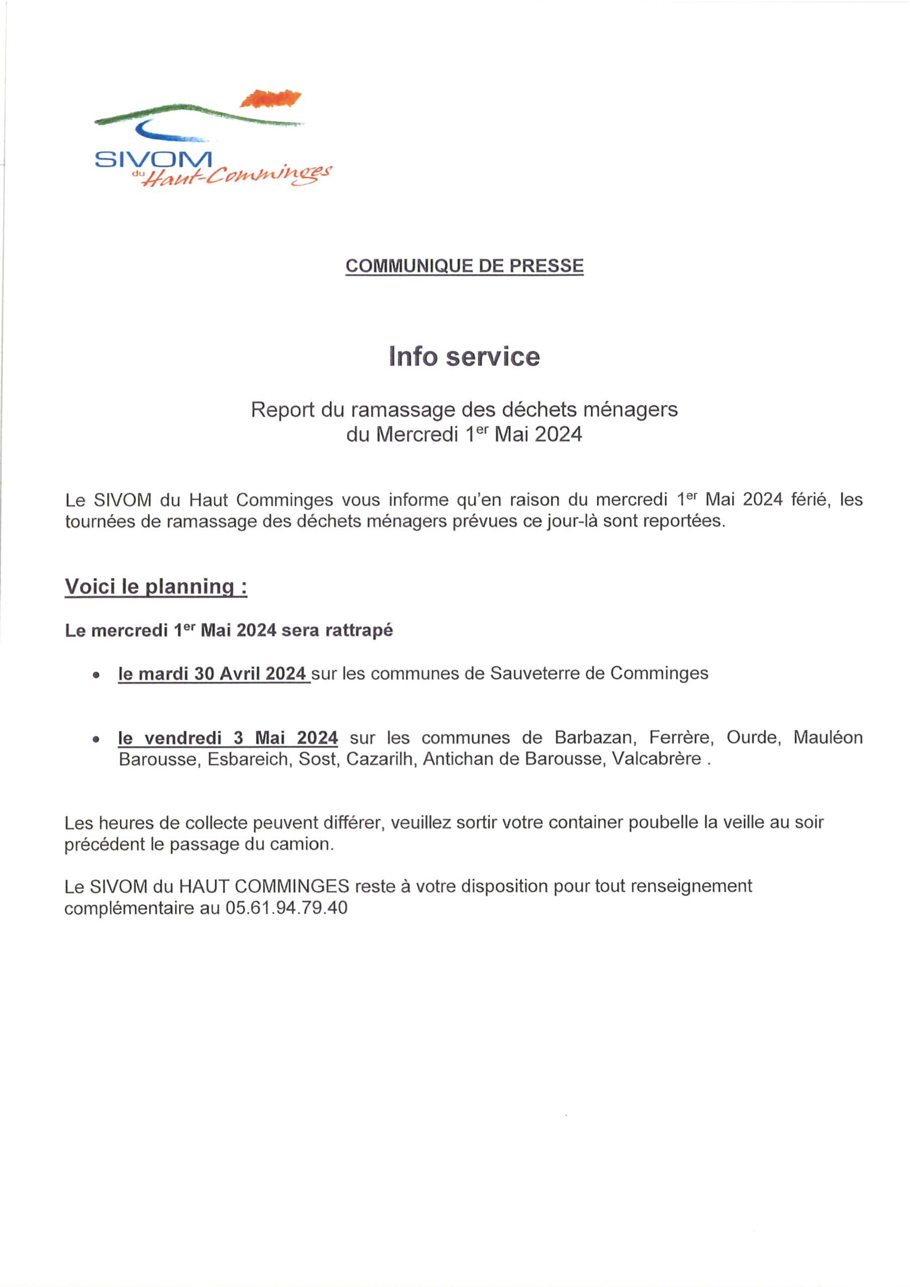 Communiqué de presse 010524