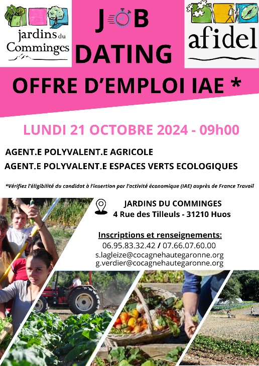 Job Daiting aux Jardins du Comminges le 21 octobre 2024